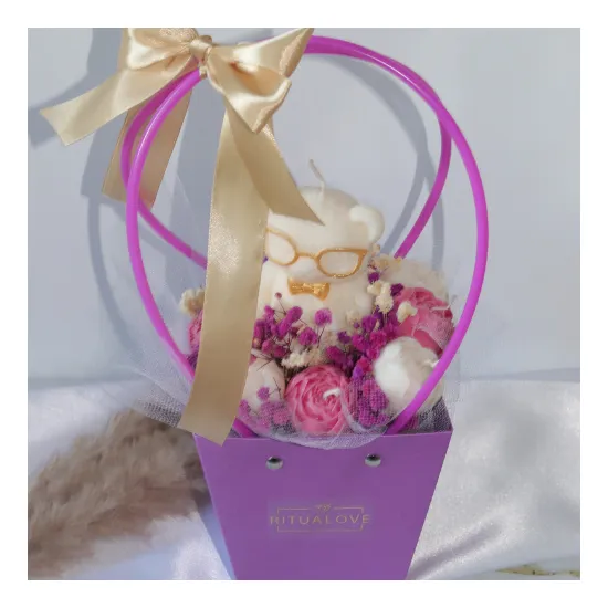 Box Prezentowy Flowerbox na Zakończenie Roku – Miś z Książkami i Piwonie